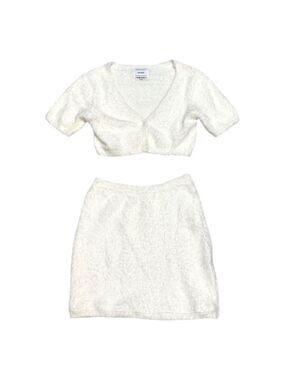 SABO Australia Designer Fuzzy Cute White Matching Set Skirt & Top Womens XS